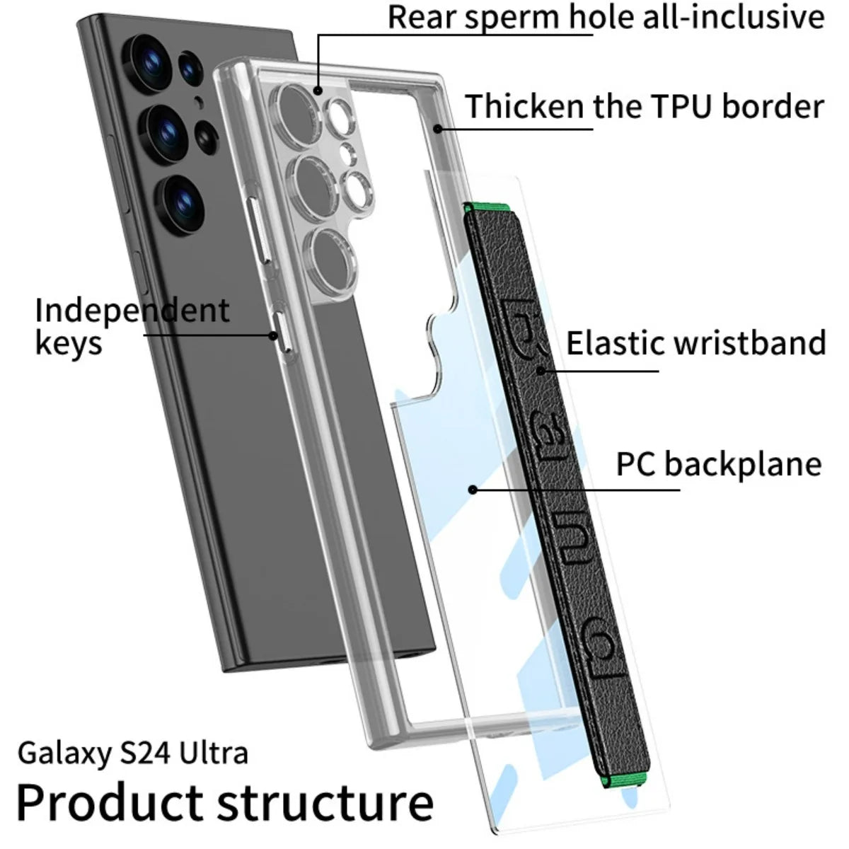 Transparent Wristband Shockproof Case For Samsung Galaxy S24 Series - S Ultra Case