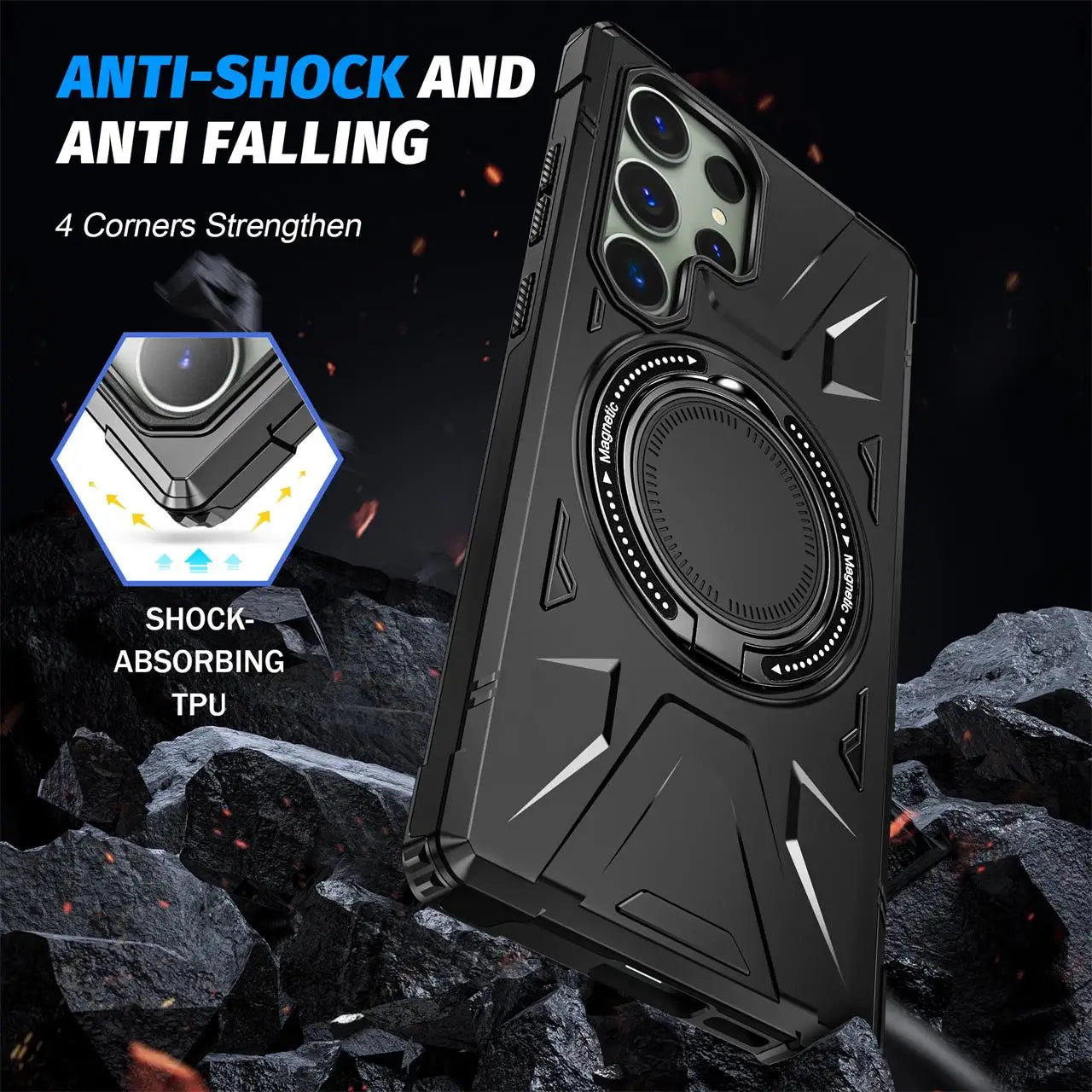 Shockproof Magnetic Ring Bracket Case For Samsung Galaxy S24 Ultra
